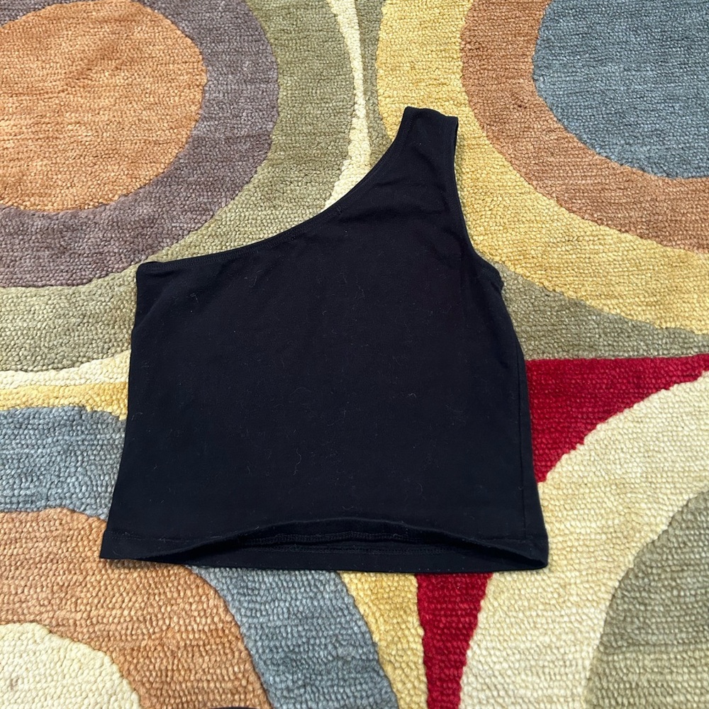 Brandy Melville One Shoulder Black Tank Top Crop Top One Size